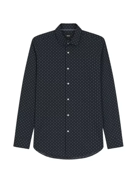 Lung cămașă Boss cu imagine cu imprimeu geometric negru