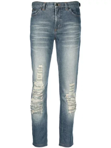 Džíny Dolce & Gabbana Pre-owned s dírami modré