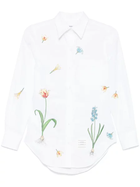 Cămașă Thom Browne cu broderie cu model floral alb