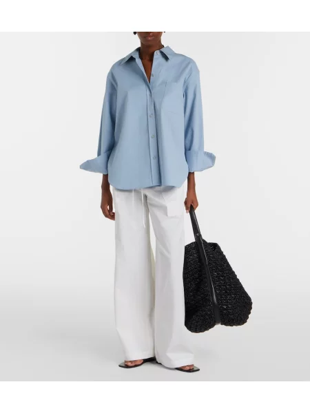 Pantaloni Vince din poplin alb