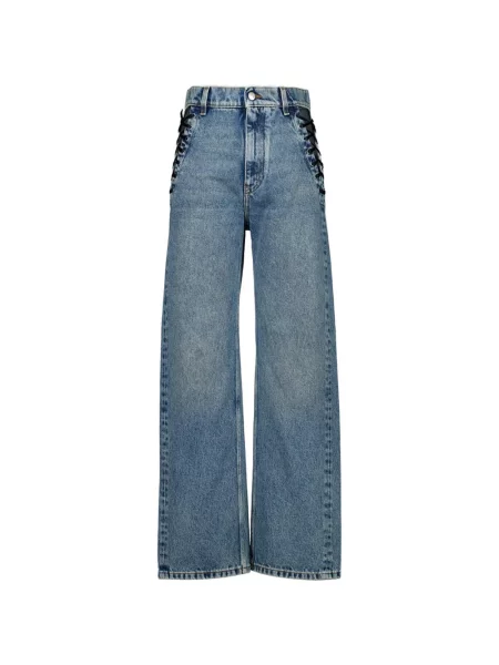 Szerokie jeansy Stella Mccartney sznurowane koronkowe niebieskie