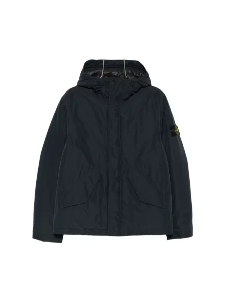Kurtka Stone Island z kapturem z kamieniami niebieska