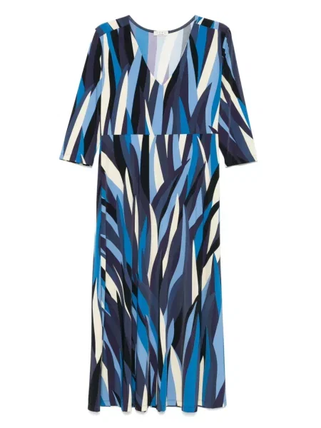 Sukienka midi Siyu z nadrukiem do kolan garniturowa niebieska