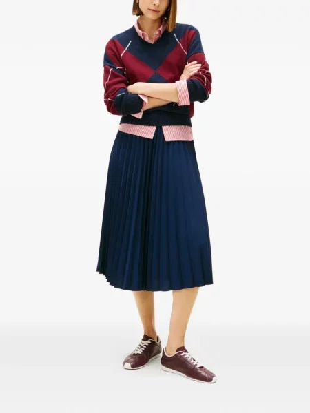 Плисирана плисирана пола Tommy Hilfiger до коляното синьо