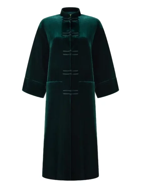 Palton Shanghai Tang de catifea verde