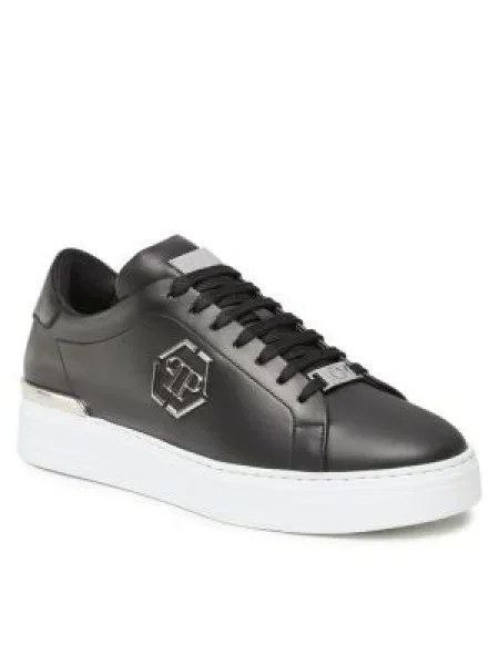 Philipp Plein Bőr tornacipő fekete