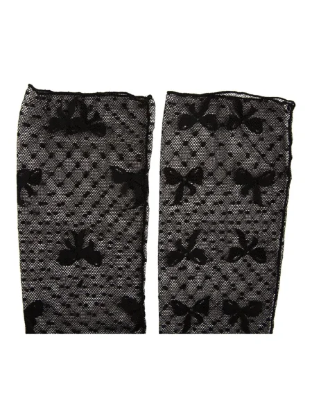 Прозрачни чорапи Fun Flamingo с панделка с дантела черно