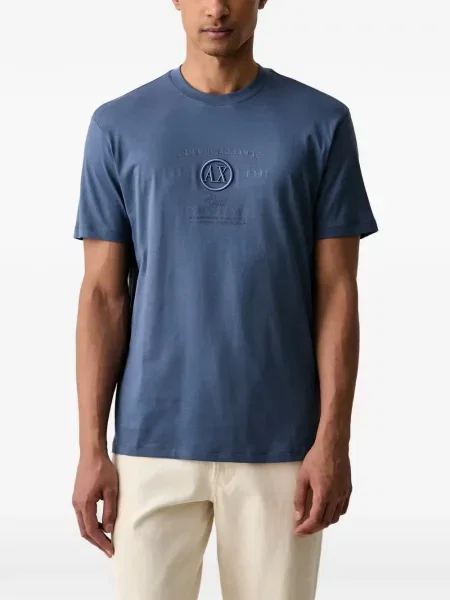 Tricou Armani Exchange cu broderie albastru