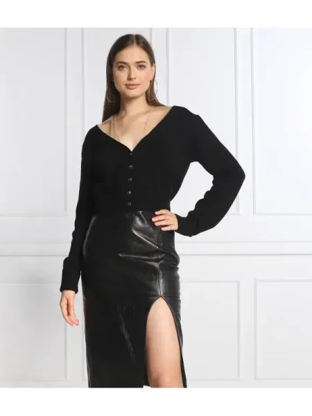 Pinko Cardigan INFUSO | Cropped Fit cu adaos de lână negru