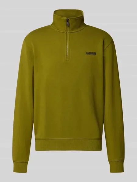 Bluza o kroju relaxed fit z elastycznej mieszanki bawełny Napapijri oliwkowa
