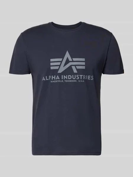 T-shirt z nadrukiem z logo Alpha Industries granatowa