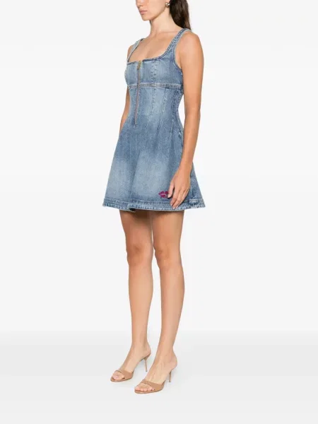 Rochie din denim Self-portrait de costum albastru