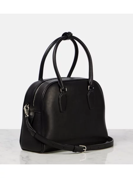 Geanta de piele The Row din piele negru