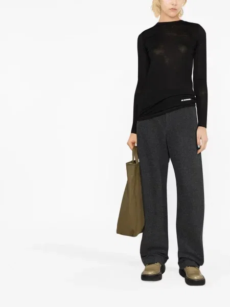 Megztas raštuotas palaidinė be rankovių Jil Sander juoda