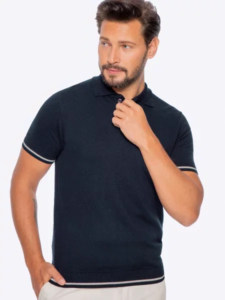 Koszulka polo z lamówkami granatowa