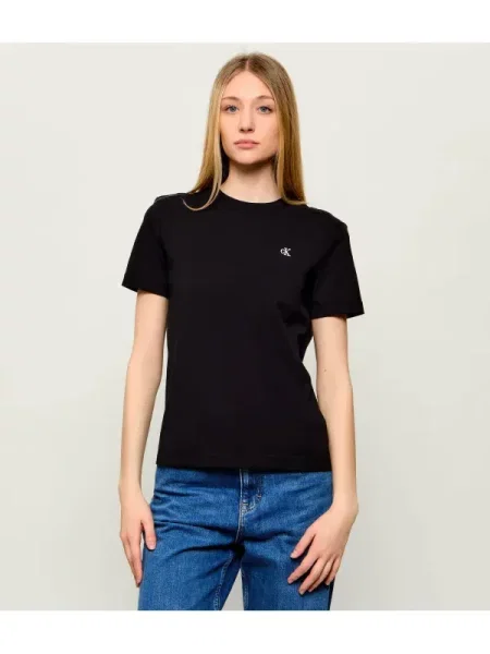 Rövid ujjú rövid pólóing Calvin Klein Jeans fekete