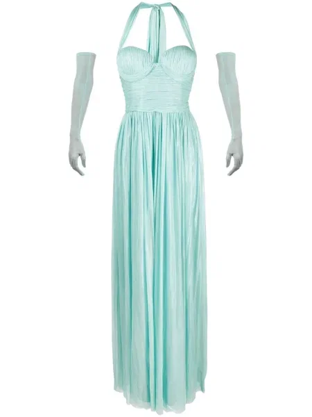 Rochie maxi Jean-louis Sabaji fără mâneci din tul de costum albastru
