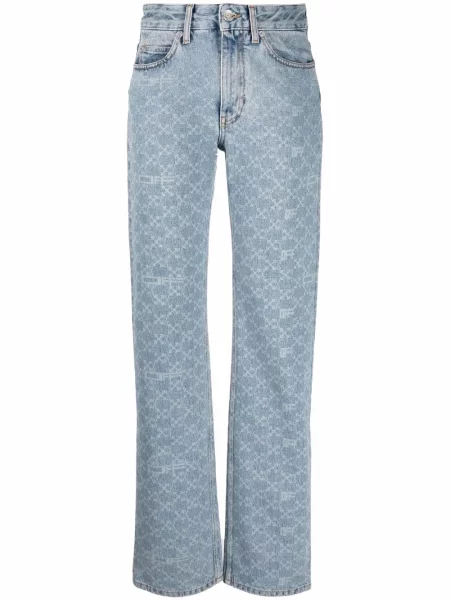 Blugi drepți Off-white cu imagine alb