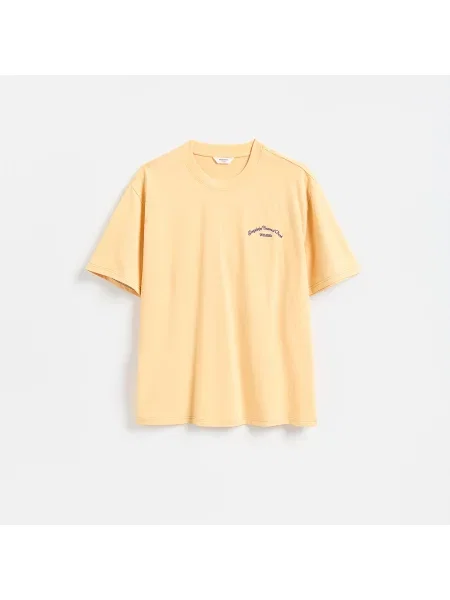 Reserved Tričko relaxed fit s výšivkou světle oranžová
