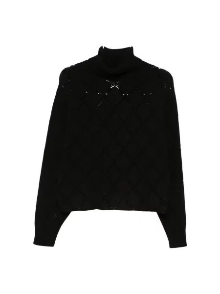 Sweter z golfem Semicouture z kaszmiru ażurowy czarny