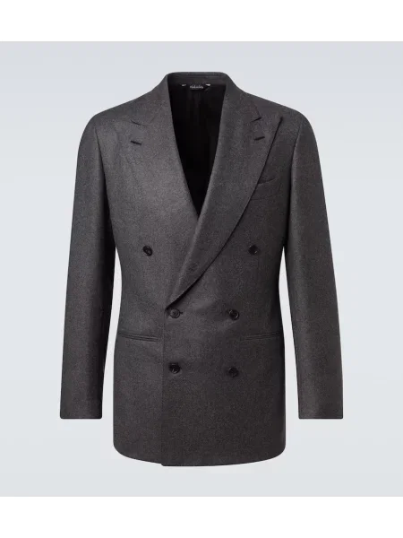 Vlněný dvouřadý oblekový oblek Saman Amel šedý
