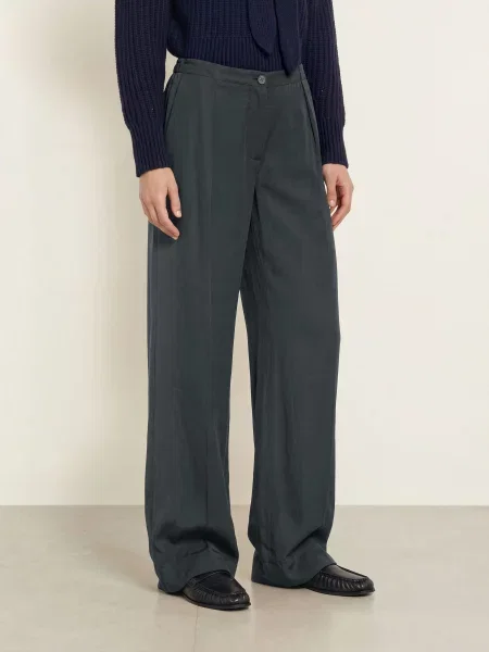 Allsaints Saténové Marlene Kalhoty tmavě modrá