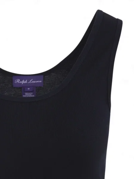 Top Ralph Lauren Collection cu decolteu în V albastru
