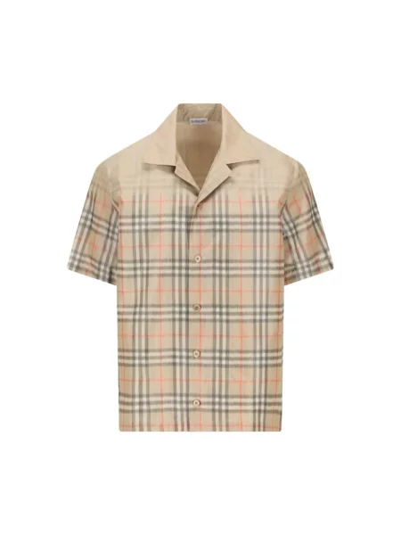 Koszula Burberry w kratę casual beżowa