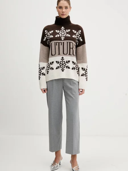 Светр з кашеміру FROM FUTURE гольф коричневий