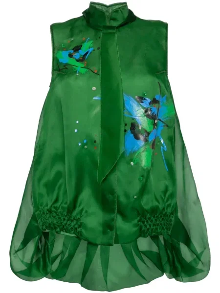 Vestă Shiatzy Chen cu model floral cu imagine verde
