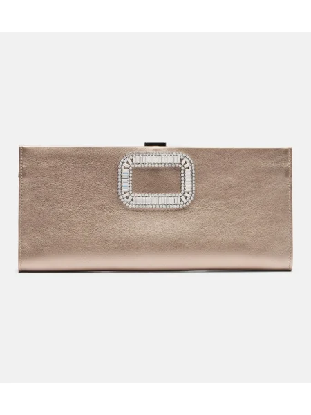 Usnjena pisemska torbica Roger Vivier bež