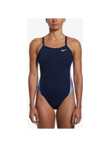 Jednoczęściowy strój kąpielowy Nike Swim Racer Back granatowy liliowy 22 niebieski