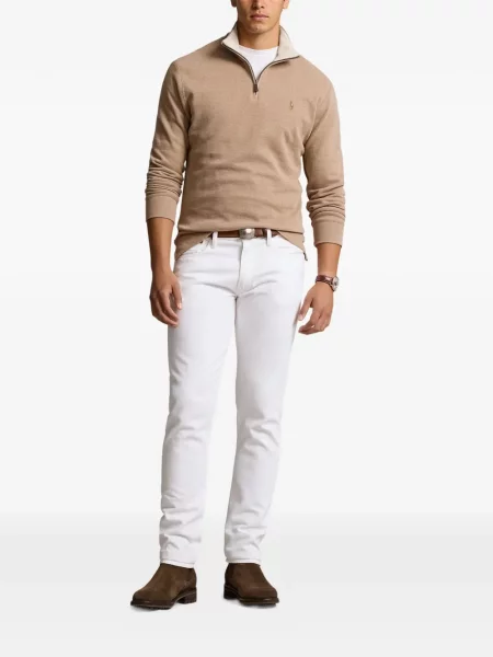Tricou polo Polo Ralph Lauren cu glugă cu blană cu broderie roșu