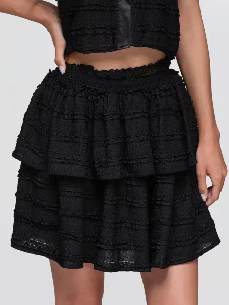 Fusta mini Ombre evazată negru