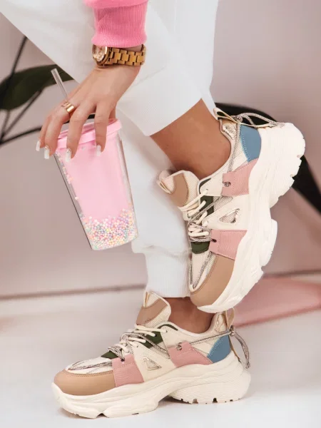 Sneakersy na grubszej podeszwie NEWMOVE Dstreet beżowe