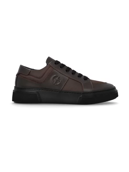 Sneakersy Giorgio Armani z logo brązowe