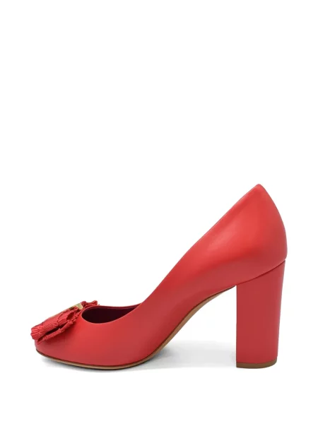 Pantofi cu toc Ferragamo cu funde roz