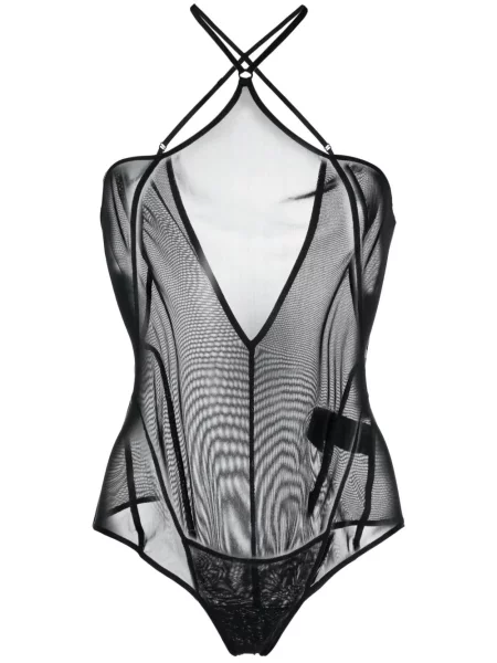 Przezroczysty body Knwls z dekoltem halter czarny