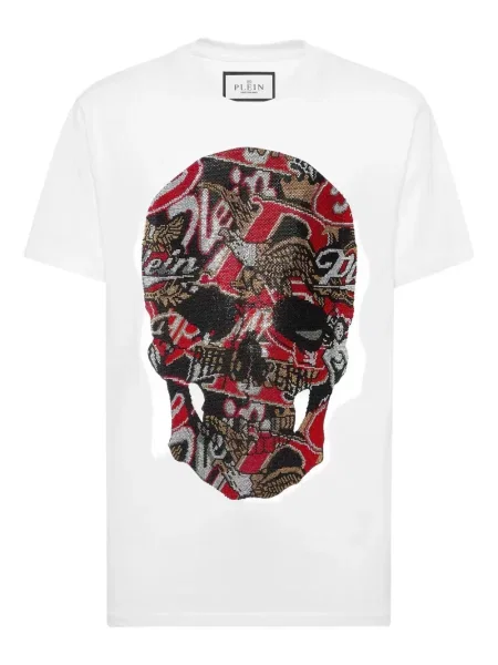 Tricou Philipp Plein cu strasuri alb