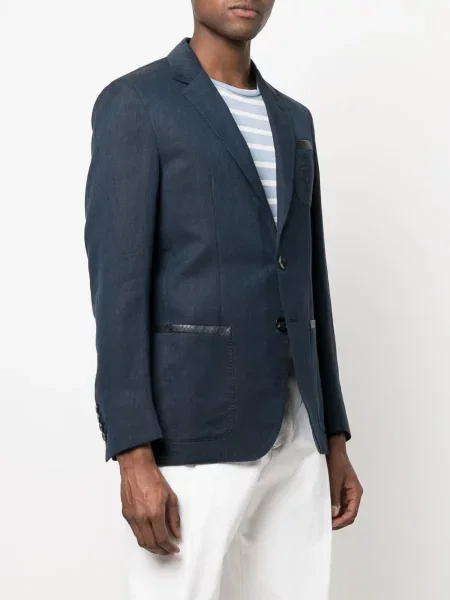 Jednořadé sako Billionaire s výšivkou modré