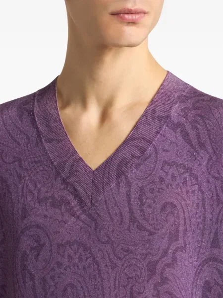 Pulover Etro cu imagine cu model paisley violet