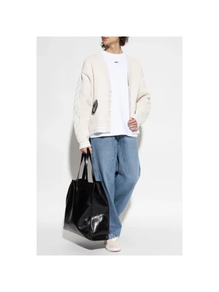 Dzianinowy kardigan Off-white z logo biały