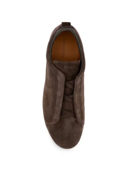 Sneakerși Zegna din piele de căprioară maro