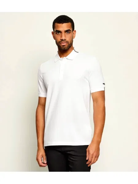 Tricou polo Boss Green alb