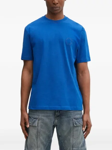Tricou Daily Paper cu broderie albastru