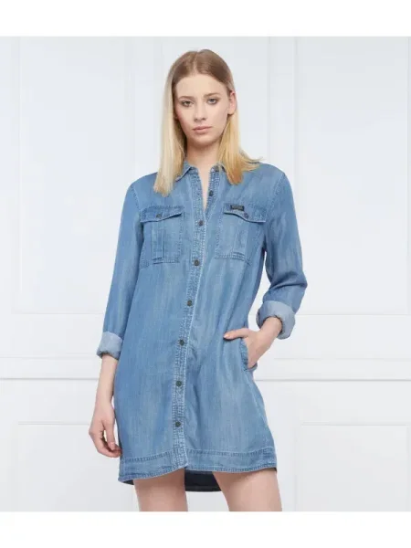 Superdry Rochie VINTAGE OVERSIZED albastru