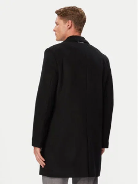 Calvin Klein kaput za muškarce s merino vunom crna