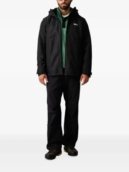 Geacă Jack Wolfskin cu glugă negru