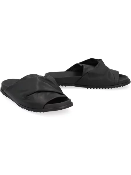 Klapki Rick Owens skórzane czarne