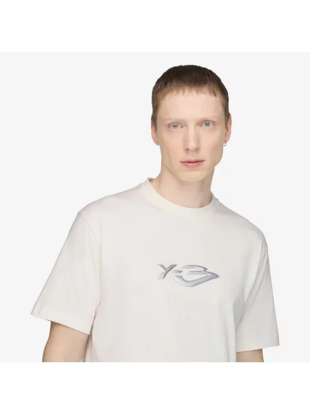 Krótka koszulka Y-3 z logo z krótkim rękawem biała